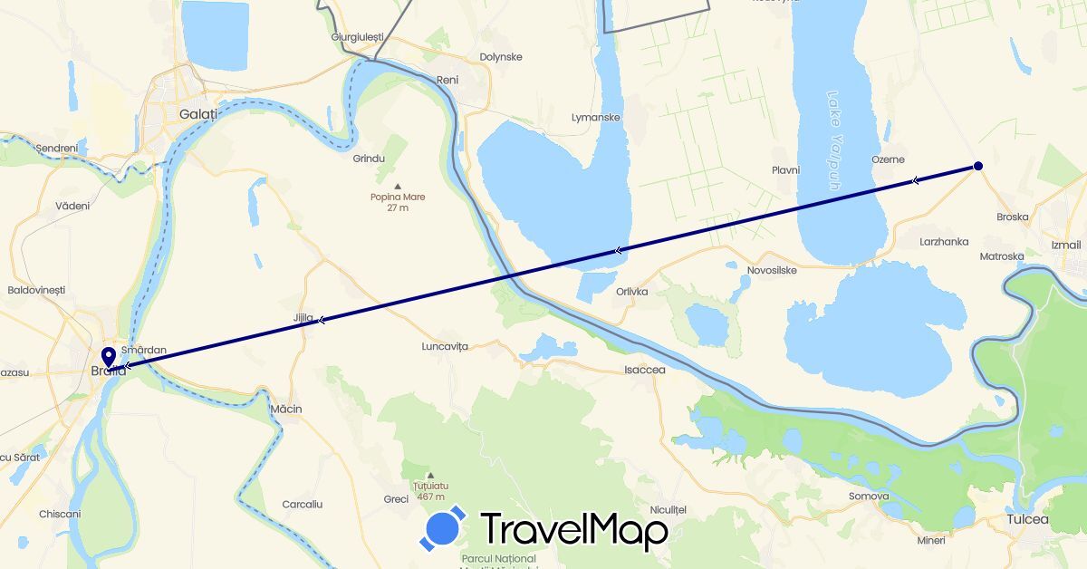 TravelMap itinerary: driving in Romania, Ukraine (Europe)